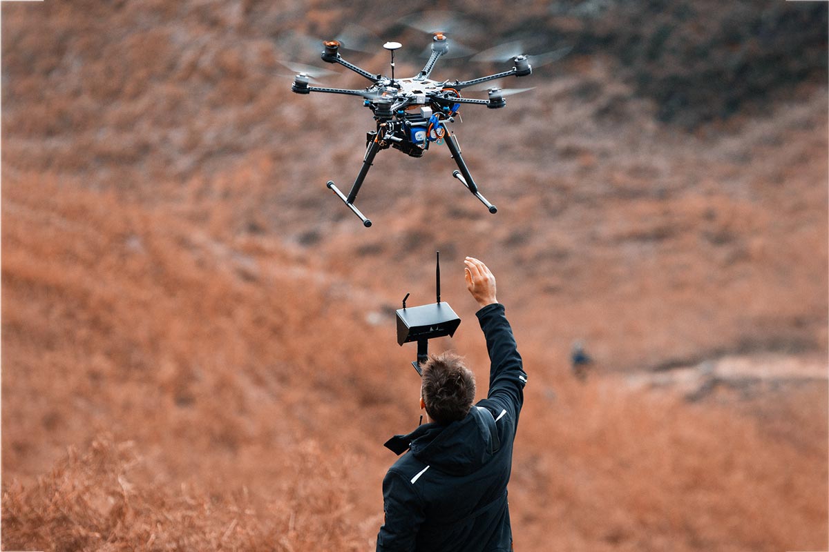 drone team on a film set