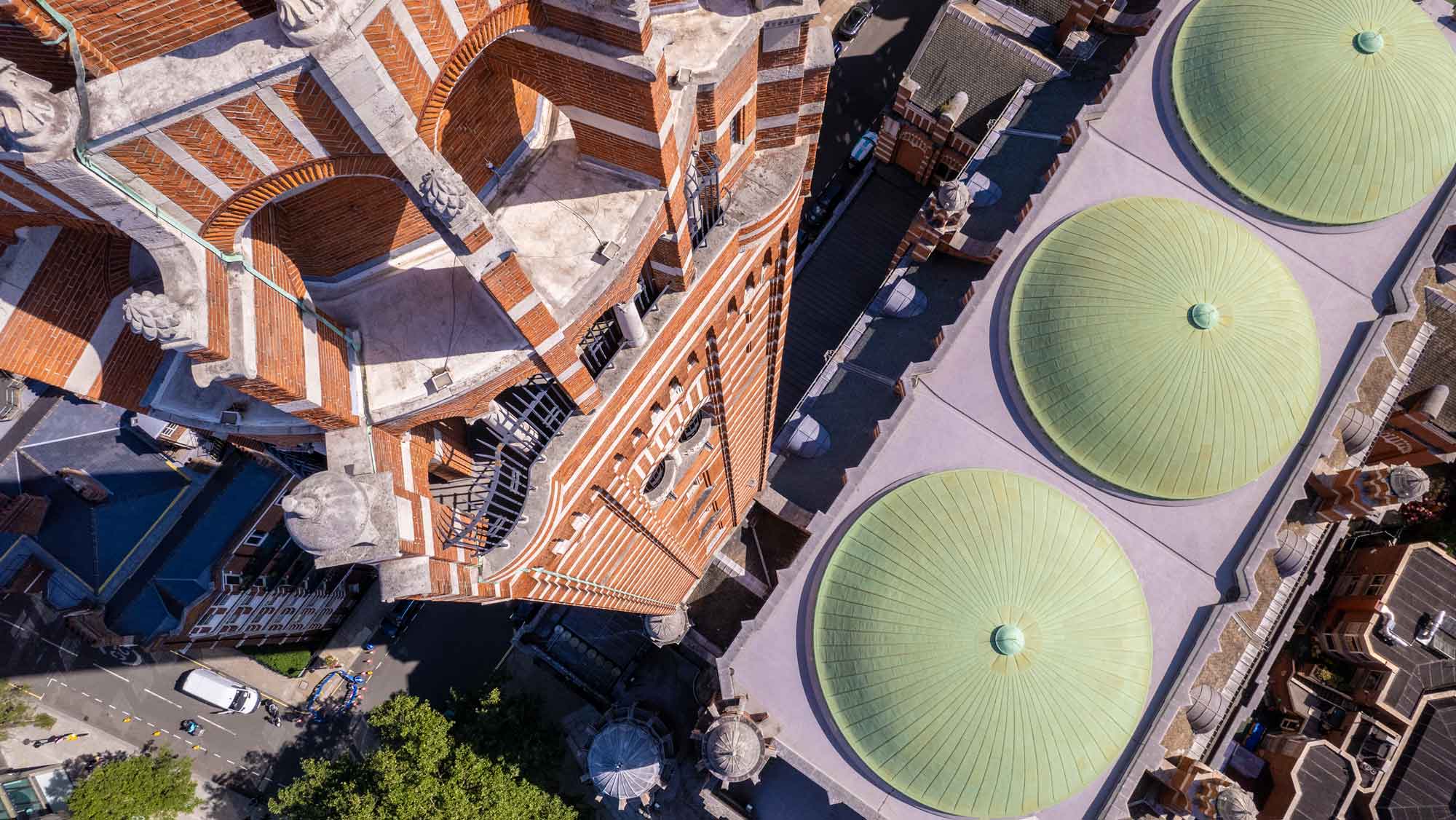 architechtural images of a building using a drone