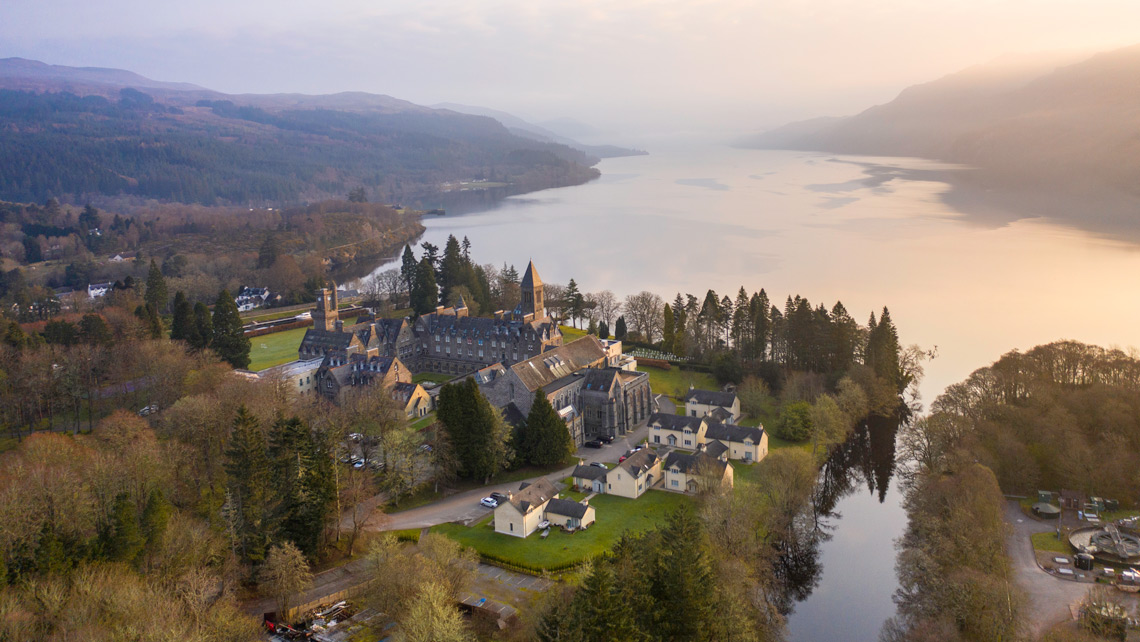 Aerial photogrpah taken by drone of Loch Ness