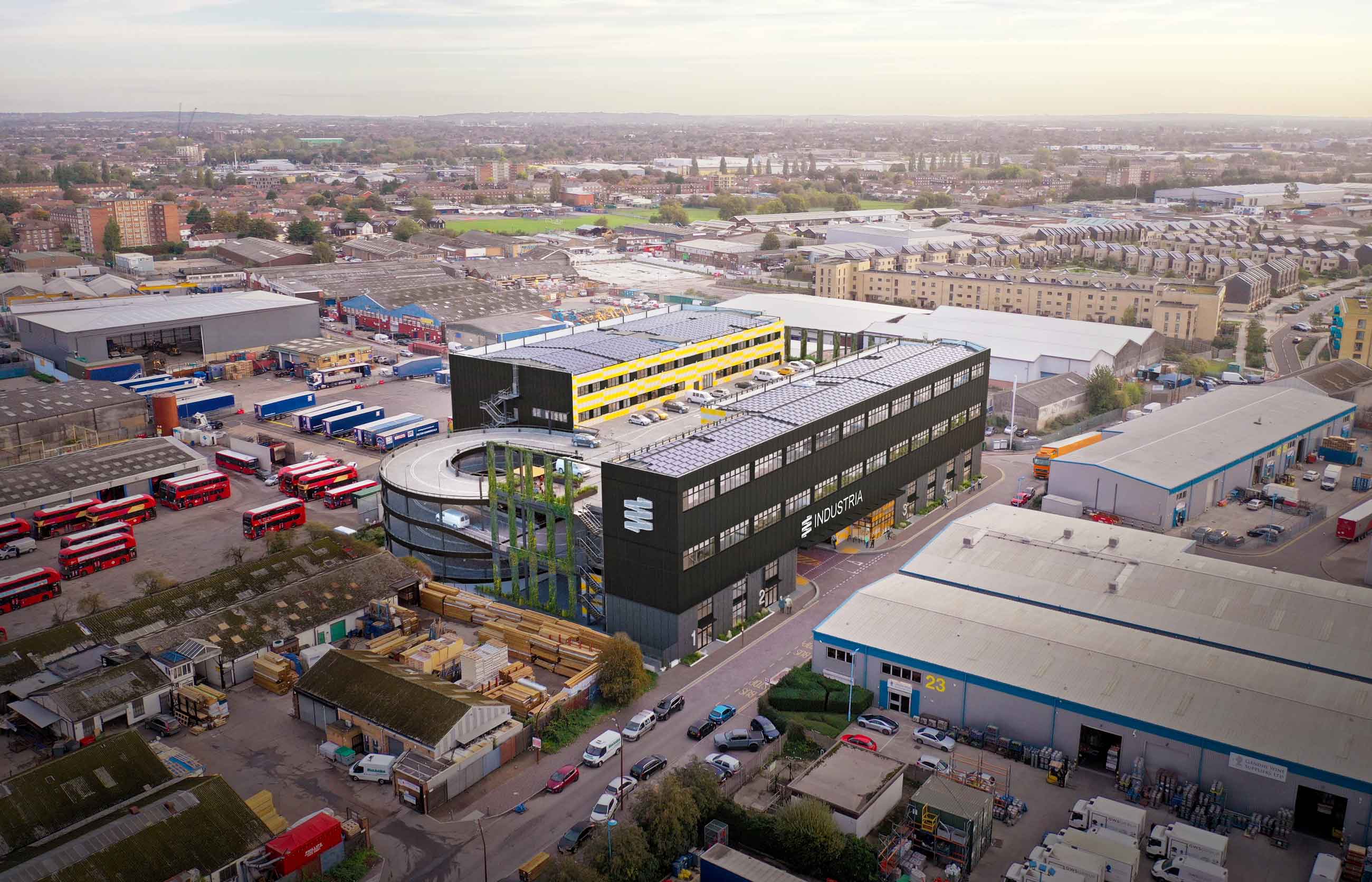 Aerial view of building for Architectural photo shoot