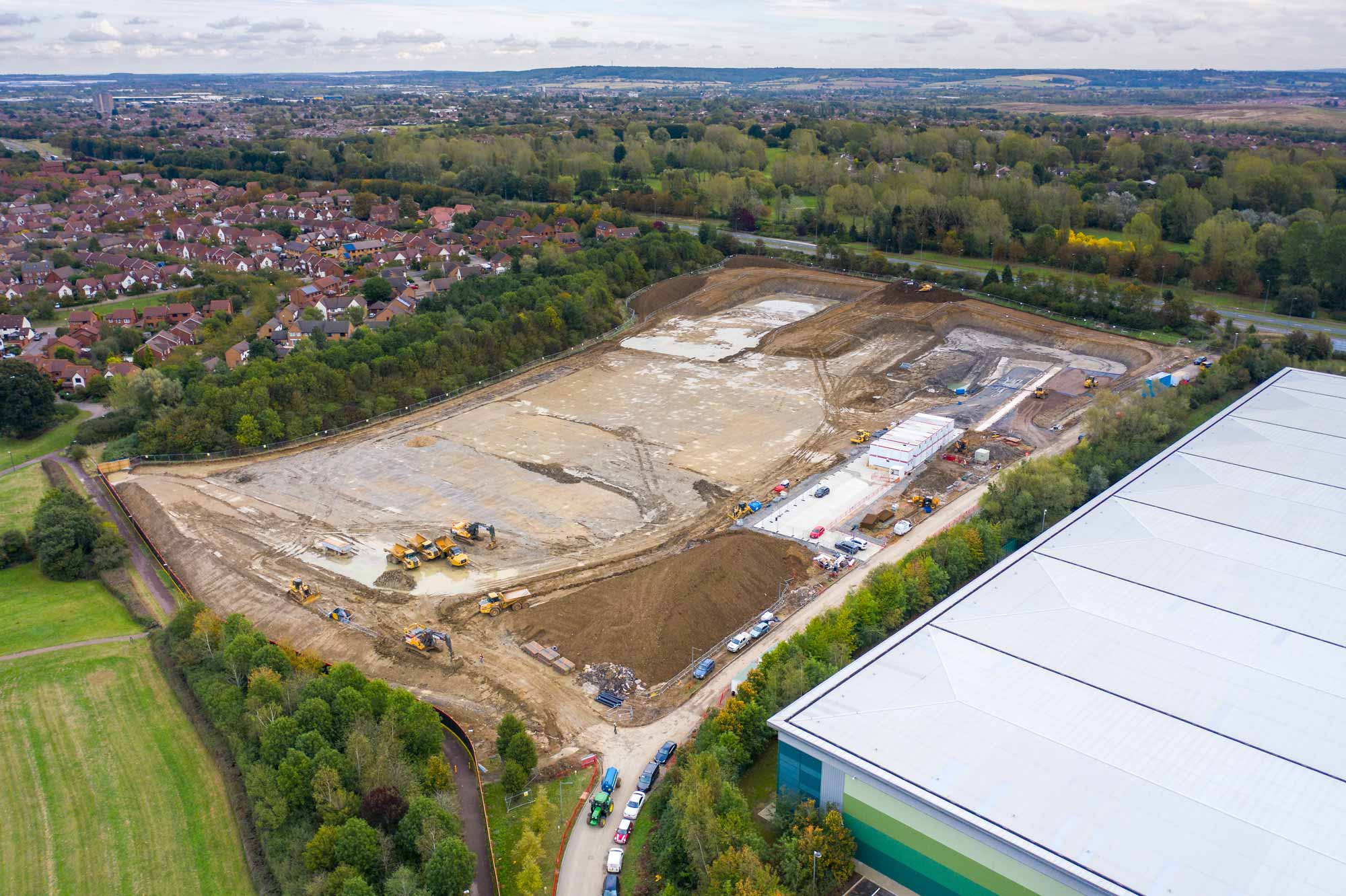 Construction progress aerial view