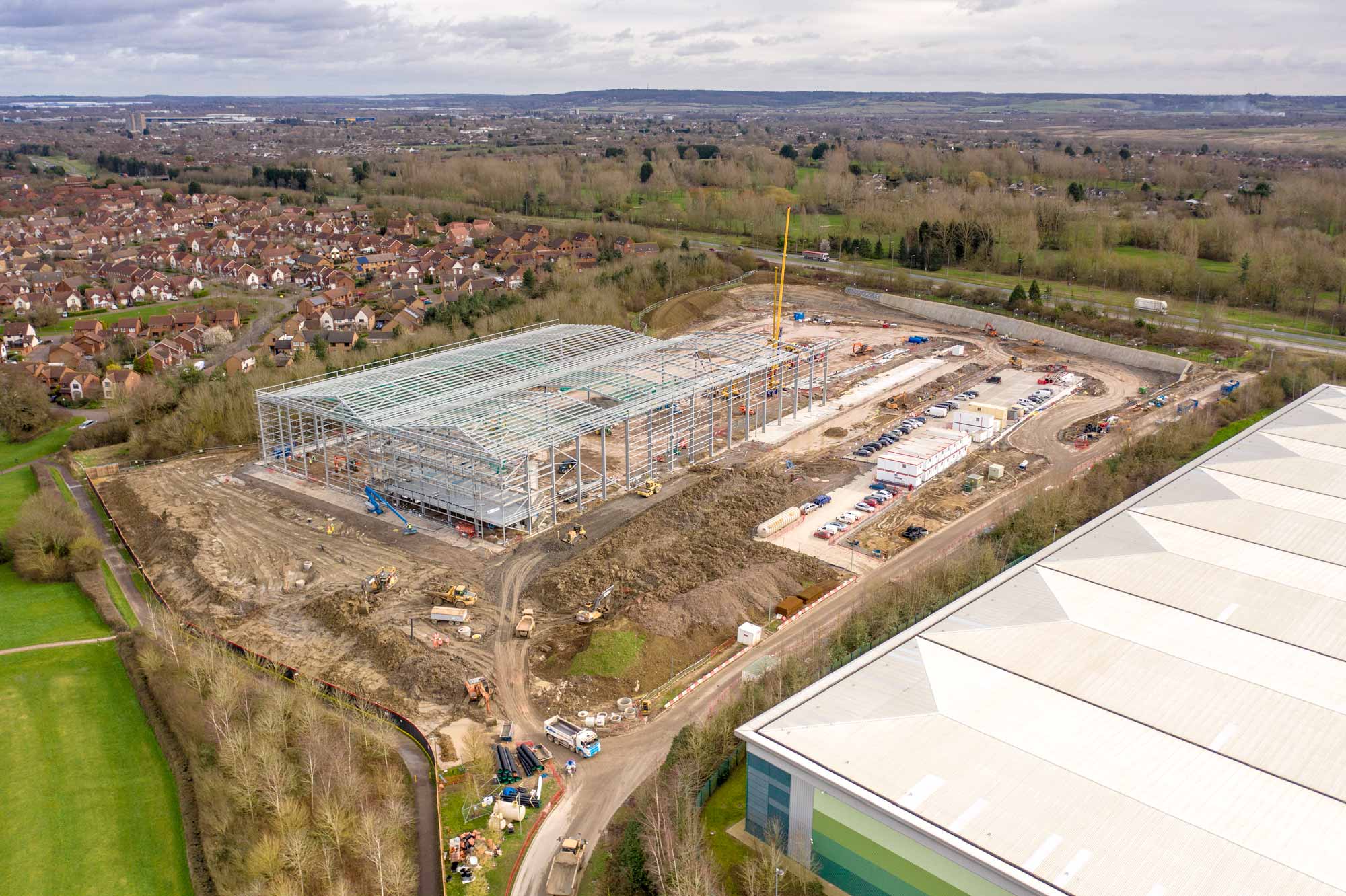 Aerial construction survey in progress