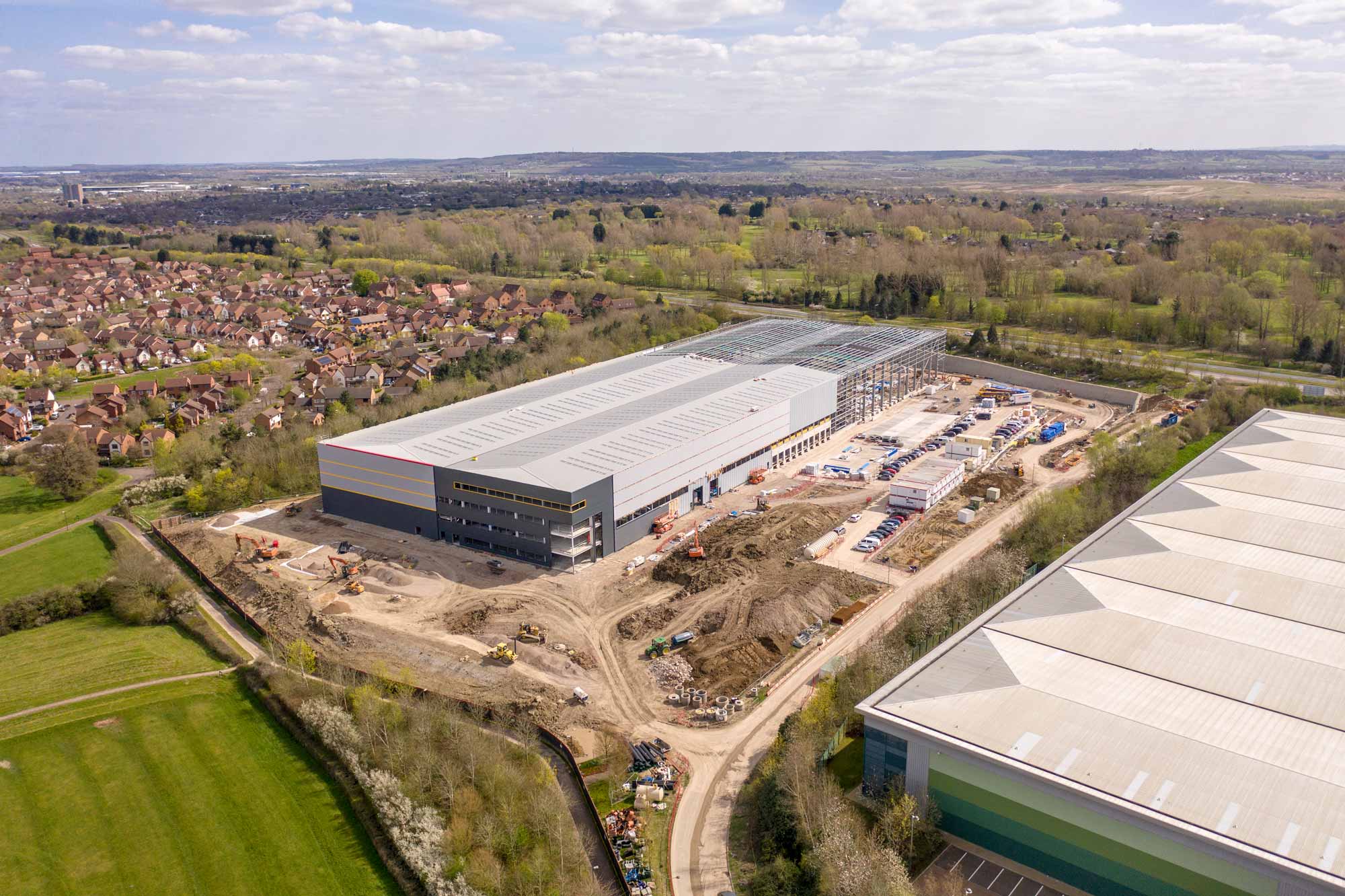 High-resolution aerial image of construction site
