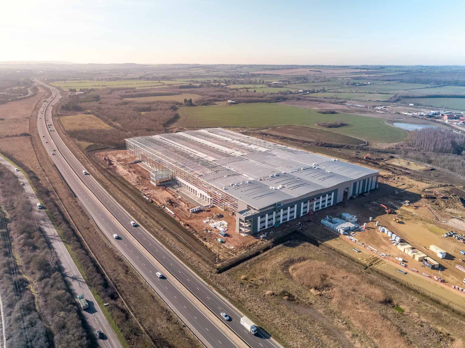 Drone capturing construction progress updates