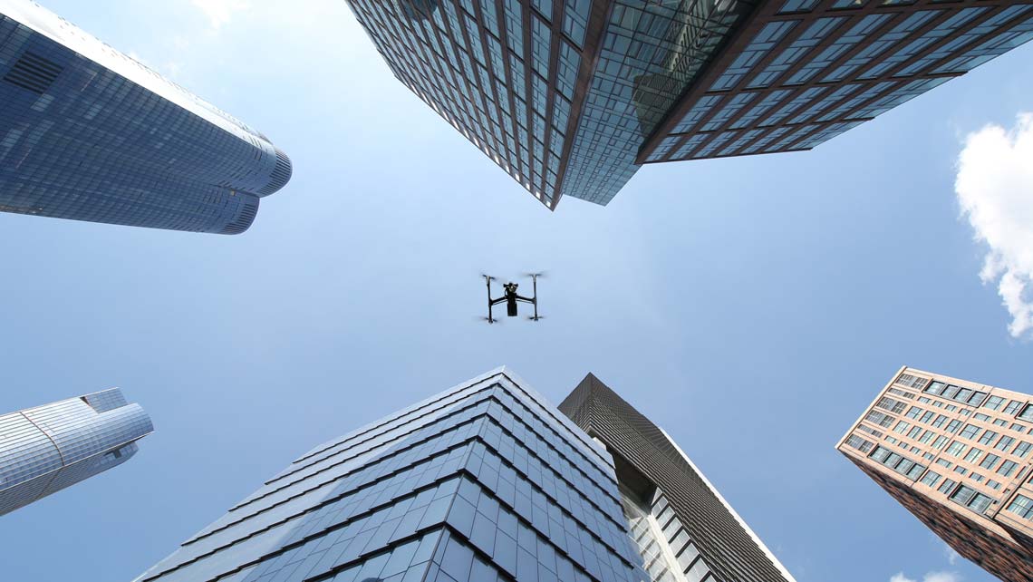 Drone flying in congested areas